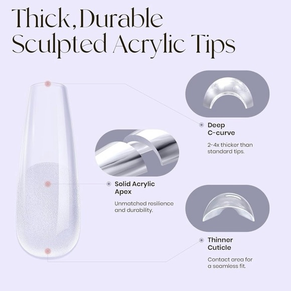 Tipex Instant Apex Gel Nail Kit 500 pieces Coffin Nail Tips Acrylic Full Cover - Picture 5 of 7